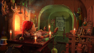 Woman sitting table candles sign - a storybook illustration free wallpaper for desktop