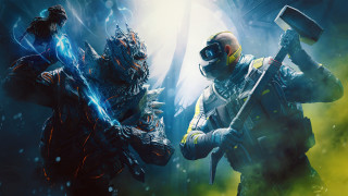Space suits hammer pickaxe yellow - darek zabrocki free wallpaper