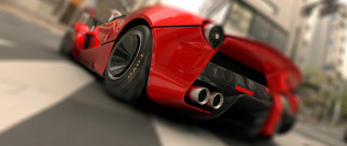 Red sports car street building 3 - a red sports car free wallpaper