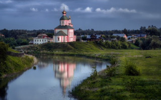 Church tower reflection rural naive - a tower and a clock free wallpaper