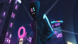 Neon city hoodie cyberpunk skyscraper - beeple free wallpaper