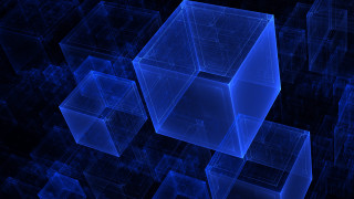 Blue abstract cubes lines holography - cube free wallpaper