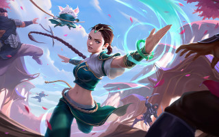 Woman green sword demon sky - a green outfit free wallpaper