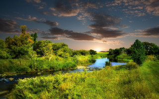 River forest sunset cloudy sky - sunset free wallpaper