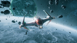Space ship moon debris distant - a distant planet in the background free wallpaper