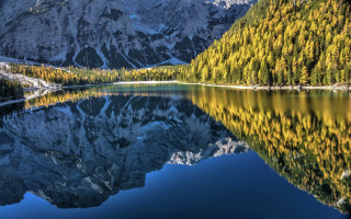 Mountain lake forest sky clouds 25 - a mountain lake free wallpaper