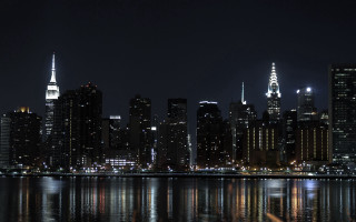 City skyline night water reflection 2 - ashcan school free wallpaper