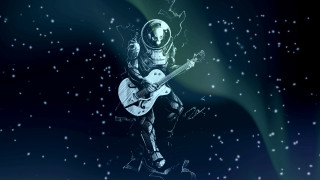 Astronaut guitar space stars green - a green light free wallpaper