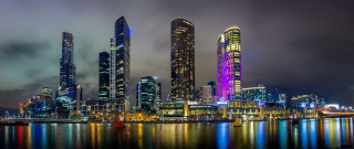 City skyline night boat architecture - andrew law free wallpaper