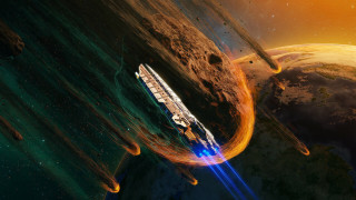Space station planet orange glow - orange glow free wallpaper