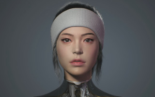 Woman whiteheadband whitehat graybackground cyberpunk - a white hat free wallpaper