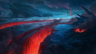 Lava waterfall red light matte - lava free wallpaper