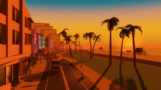 City street palm trees sunset 2 - palm tree and a sunset in the background free wallpaper