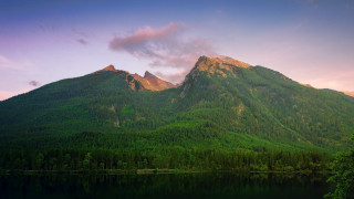 Mountain lake forest sunset pink - caspar wolf free wallpaper