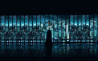 Person window city night skyline - a city view free wallpaper