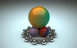 Ball circle green orange raytraced - a group of balls free wallpaper