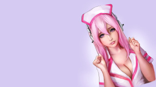 Pink hair nurse cap anime 2 - her head free wallpaper for desktop