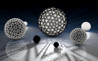 Balls reflective surface abstract illusionism - reflective free wallpaper