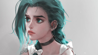 Green hair white shirt black - green hair free wallpaper