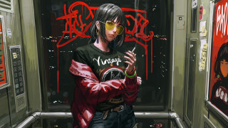 Man green shirt sunglasses graffiti - art station free wallpaper