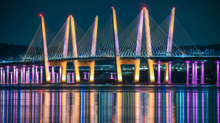 Bridge lights reflection night cityscape - a bridge free wallpaper