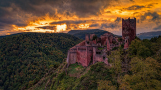 Castle hill sunset clouds mountain - a mountain in the foreground free wallpaper