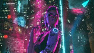 Futuristic woman neon city cyberpunk 5 - a futuristic city free wallpaper