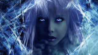 Woman blueeyes furcoat fireworks fantasy - blue eye free wallpaper for desktop