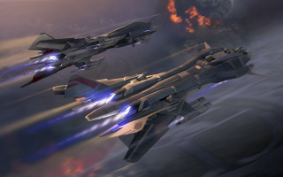 Fighter jets planet fireball clouds - two fighter jet free wallpaper