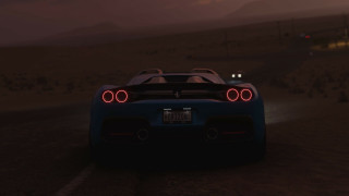 Blue sports car night road - cinematic focus free wallpaper