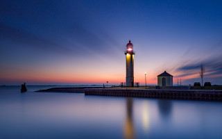 Lighthouse night colorful sky mystical - the waters edge free wallpaper