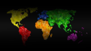 Colorful world map black background 2 - international typographic style free wallpaper for desktop