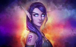 Fantasy elf purple horns blue - a purple hair free wallpaper