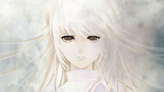Girl long white hair white 2 - a cloudy sky free wallpaper