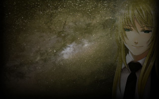Galaxy girl blonde hair tie - dark atmosphere free wallpaper