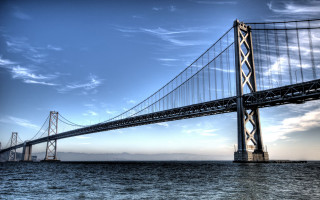 Large bridge over water blue - a large bridge free wallpaper