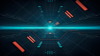 Futuristic neon tunnel blue red - neon free wallpaper