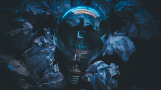 Person lightbulb crumpledpaper bluelightbulb armor - paper free wallpaper