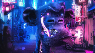 Glowing rat city night neon - alex petruk ape free wallpaper