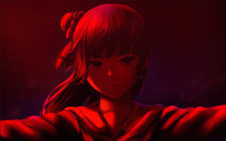 Girl ponytail red dress holography - long hair and a ponytail free wallpaper
