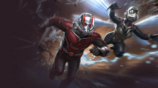 Flying costumed battle glowing helmet - two person free wallpaper