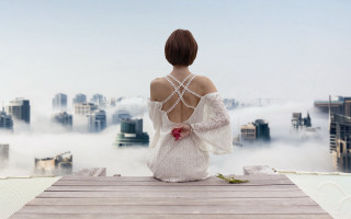 Woman dock city flower pearl - surreal photography free wallpaper