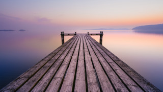 Wooden dock bench sunset pastel - a wooden dock free wallpaper