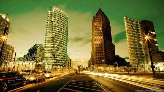 City street cars night tall - car free wallpaper