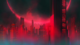 Futuristic city red light retrofuturism - a red light in the middle of it free wallpaper