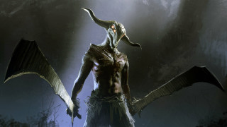 Demon horned man dark forest - his hip free wallpaper