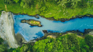 Blue lake forest bridge nature - river free wallpaper