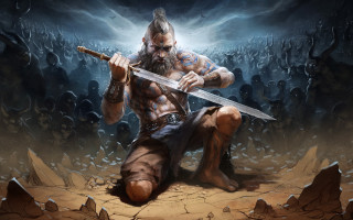 Man sword cave demon epic - clint cearley free wallpaper