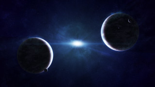 Two planets bright star space - a bright star in the background free wallpaper