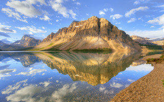 Mountain reflection lake sky clouds 4 - the still water of a lake free wallpaper